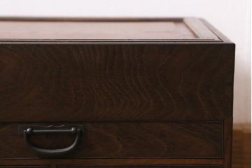 アンティーク家具　桑・欅・桐材　真鍮金具　上手物の小引き出し(裁縫箱)(R-043383)