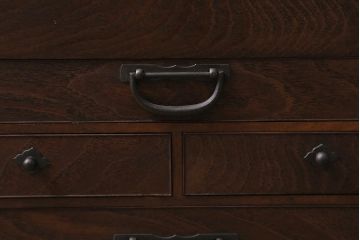 アンティーク家具　桑・欅・桐材　真鍮金具　上手物の小引き出し(裁縫箱)(R-043383)