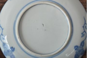 古民具・骨董　明治大正期　茶摘みの図　図変わり印判五寸皿4枚セット(中皿、和食器)(R-043387)