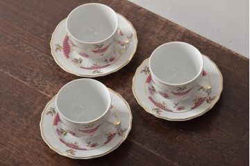 中古　ハンガリー　HOLLOHAZA(ホロハーザ)　Henriette(ヘンリエッタ)　カップ&ソーサー3客セット(洋食器)(R-043388)