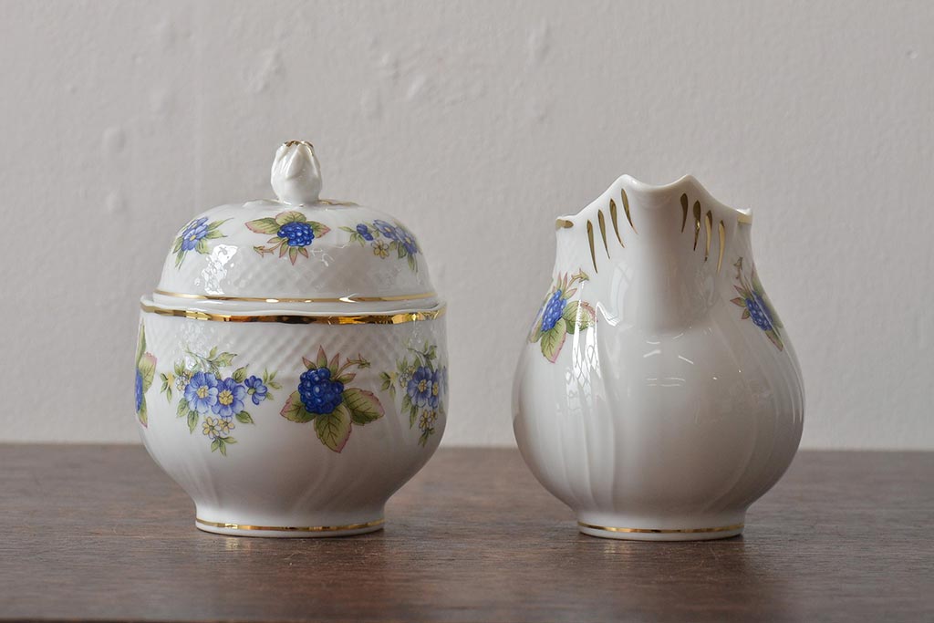 中古　ハンガリー　HOLLOHAZA(ホロハーザ)　Pannonia(パノニア)　ティーポット・カップ&ソーサー6客・クリーマー・シュガーポット　ティーセット(洋食器)(R-043391)