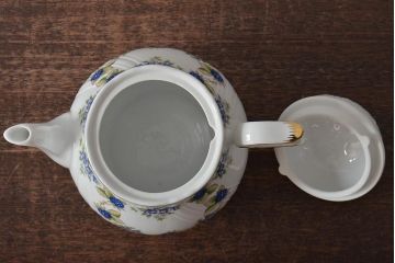 中古　ハンガリー　HOLLOHAZA(ホロハーザ)　Pannonia(パノニア)　ティーポット・カップ&ソーサー6客・クリーマー・シュガーポット　ティーセット(洋食器)(R-043391)