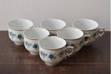 中古　ハンガリー　HOLLOHAZA(ホロハーザ)　Pannonia(パノニア)　ティーポット・カップ&ソーサー6客・クリーマー・シュガーポット　ティーセット(洋食器)(R-043391)