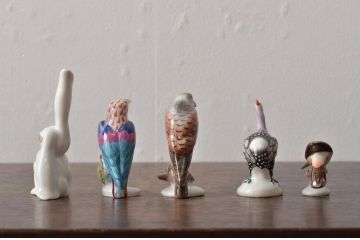 ハンガリー　HEREND(ヘレンド)　ウサギ　鳥　フィギュリン5個セット(R-043398)