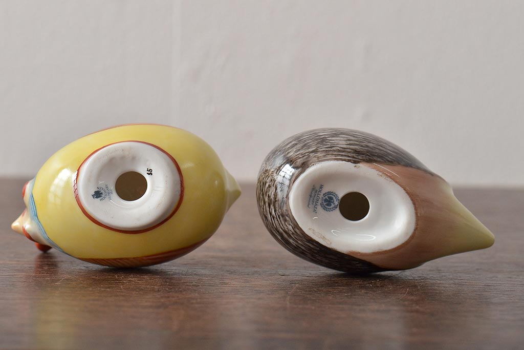 ハンガリー　HOLLOHAZA　ホロハーザ　ニワトリ　ハリネズミ　フィギュリン2個セット　陶器　置物