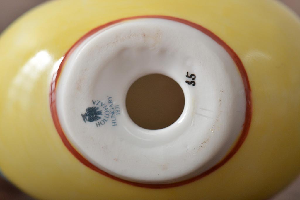 ハンガリー　HOLLOHAZA　ホロハーザ　ニワトリ　ハリネズミ　フィギュリン2個セット　陶器　置物