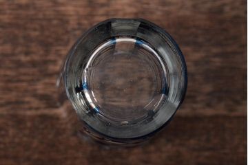 アンティーク雑貨　昭和初期　青切子グラス2個セット(コップ、色被せ、和ガラス)(R-043401)