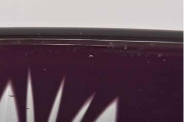 アンティーク雑貨　昭和初期　紫被せ切子ガラスボウル(深鉢、色被せ、和ガラス)(R-043402)