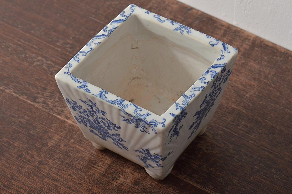 古民具　昭和初期　印判　小振りな植木鉢(R-043404)