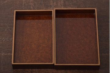 アンティーク雑貨　昭和初期　螺鈿　金蒔絵　梨地　木製硯箱(文箱、収納箱、漆器)(R-043405)