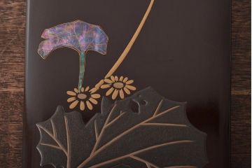 アンティーク雑貨　昭和初期　螺鈿　金蒔絵　梨地　木製硯箱(文箱、収納箱、漆器)(R-043405)