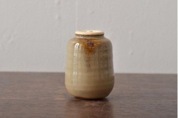 昭和期　赤膚焼　大塩正人造　茶入(茶道具、共箱)(R-043406)