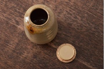 昭和期　赤膚焼　大塩正人造　茶入(茶道具、共箱)(R-043406)