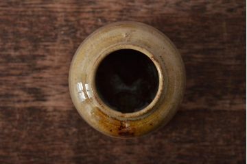 昭和期　赤膚焼　大塩正人造　茶入(茶道具、共箱)(R-043406)