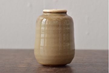 昭和期　赤膚焼　大塩正人造　茶入(茶道具、共箱)(R-043406)