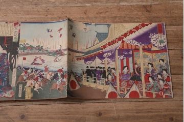 明治期　浮世絵　相撲、戦争など　58枚　29種　版画　画帖(國芳、周延、國明)(R-043411)