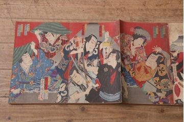 明治期　浮世絵　相撲、戦争など　58枚　29種　版画　画帖(國芳、周延、國明)(R-043411)