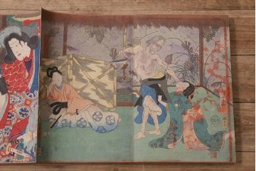 明治期　浮世絵　相撲、戦争など　58枚　29種　版画　画帖(國芳、周延、國明)(R-043411)