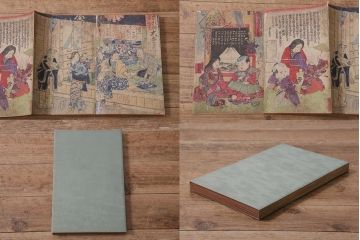 明治期　浮世絵　相撲、戦争など　58枚　29種　版画　画帖(國芳、周延、國明)(R-043411)