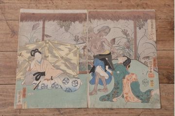 江戸〜明治　一勇齋國芳木版画　當盛見立人形之内一ツ家之図(R-043416)