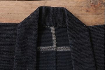 明治〜大正　古い刺子半纏(袢纏、火消木綿、藍染古布)(R-043426)