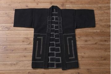 明治〜大正　古い刺子半纏(袢纏、火消木綿、藍染古布)(R-043426)