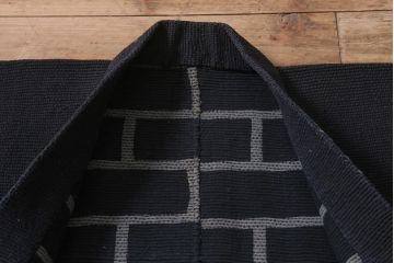 明治〜大正　古い刺子半纏(袢纏、火消木綿、藍染古布)(R-043426)