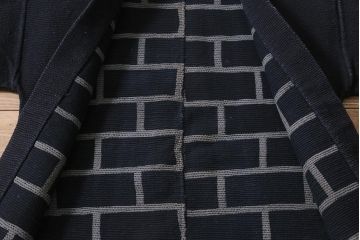 明治〜大正　古い刺子半纏(袢纏、火消木綿、藍染古布)(R-043426)