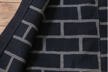 明治〜大正　古い刺子半纏(袢纏、火消木綿、藍染古布)(R-043426)