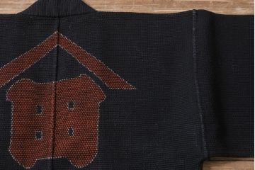 明治〜大正　古い刺子半纏(袢纏、火消木綿、藍染古布)(R-043426)