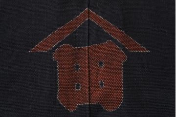 明治〜大正　古い刺子半纏(袢纏、火消木綿、藍染古布)(R-043426)