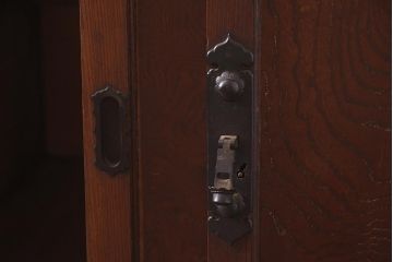 アンティーク家具　明治大正期　前面欅(ケヤキ)材・玉杢材　漆塗り　水屋箪笥サイドボード(和箪笥、サイドボード)(R-043431)