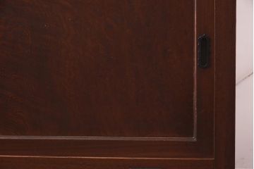 アンティーク家具　明治大正期　前面欅(ケヤキ)材・玉杢材　漆塗り　重ね水屋箪笥(和箪笥、戸棚)(R-043432)