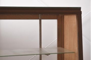 ビンテージ家具　昭和レトロ　ナラ材　タイル仕様の珍しいガラスケース(ショーケース、陳列棚)(R-043436)
