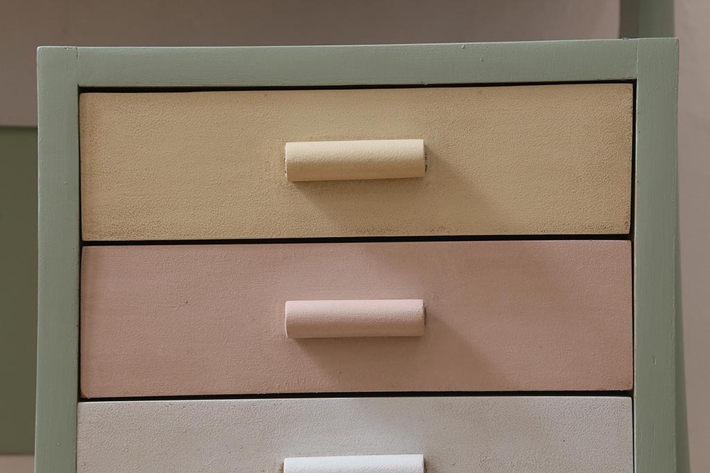 ヴィンテージ家具　北欧ビンテージ　ペイントと木色がおしゃれなデスク(片袖机、在宅ワーク、在宅用ワークデスク)(R-043438)