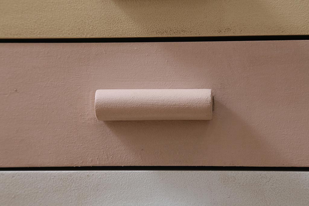 ヴィンテージ家具　北欧ビンテージ　ペイントと木色がおしゃれなデスク(片袖机、在宅ワーク、在宅用ワークデスク)(R-043438)