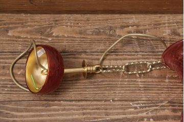 中古　SIGNORETTO LAMPADARI　ムラノガラス(ベネチア)　レッド　インパクトのある5灯シャンデリア(天井照明)(R-043443)