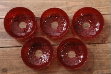 中古　SIGNORETTO LAMPADARI　ムラノガラス(ベネチア)　レッド　インパクトのある5灯シャンデリア(天井照明)(R-043443)