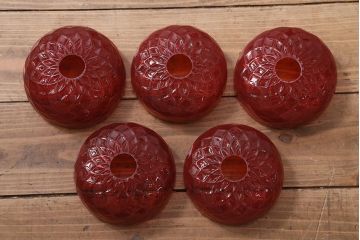 中古　SIGNORETTO LAMPADARI　ムラノガラス(ベネチア)　レッド　インパクトのある5灯シャンデリア(天井照明)(R-043443)