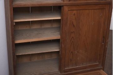 和製アンティーク　大正昭和初期　大胆な杢目が美しい戸棚(収納棚、キャビネット)(R-043451)