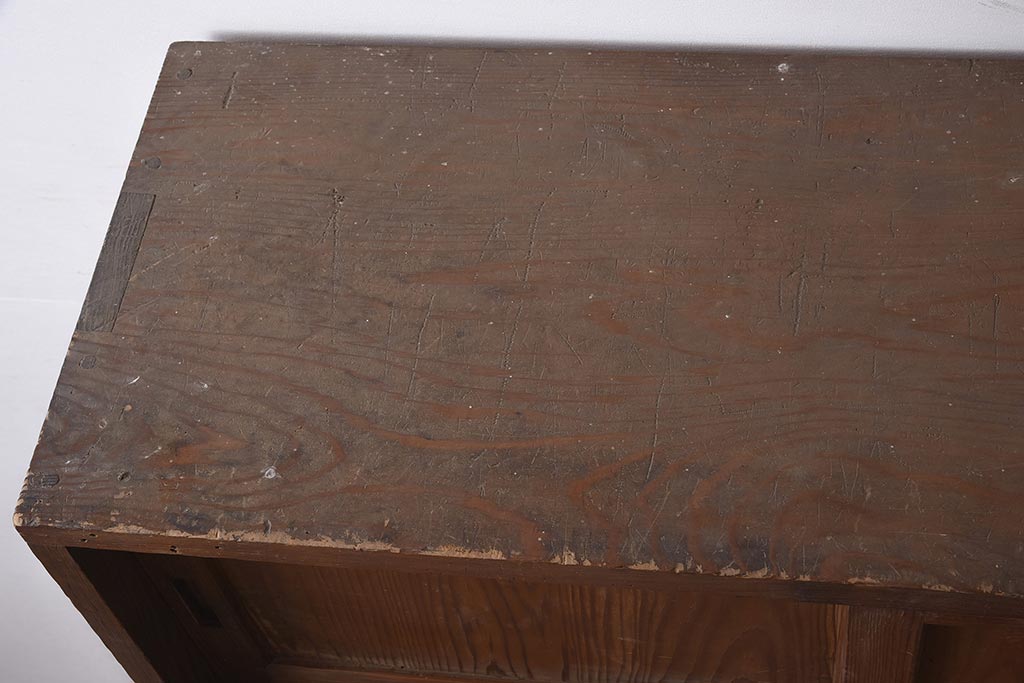 和製アンティーク　大正昭和初期　大胆な杢目が美しい戸棚(収納棚、キャビネット)(R-043451)