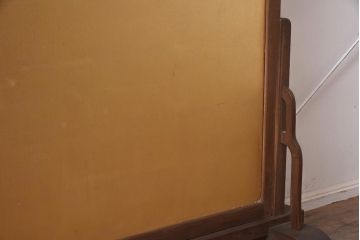 和製アンティーク　昭和初期　桑材　指物家具　お部屋を華やかにする黄金の衝立(パーテーション、つい立)(R-043452)