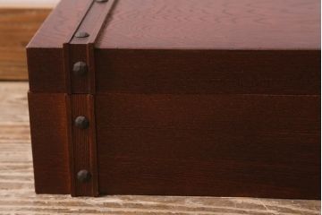 中古　民芸家具　家紋入り　小物収納に便利な木製の収納箱(R-043458)