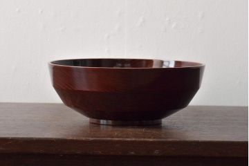 アンティーク雑貨　昭和初期　鶴蒔絵　木製菓子器(漆器)(R-043460)