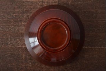 アンティーク雑貨　昭和初期　鶴蒔絵　木製菓子器(漆器)(R-043460)