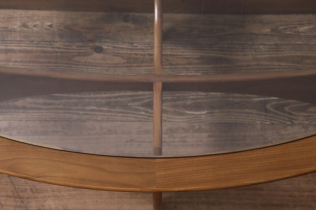 ヴィンテージ家具　北欧ビンテージ　G-plan(ジープラン)　チーク材　ガラストップのおしゃれなコーヒーテーブル(センターテーブル)(R-043462)