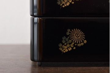 輪島塗　北濱清謙　清鳳堂　花蒔絵木製三段重箱(漆器)(R-043466)