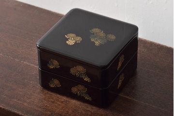 輪島塗　北濱清謙　清鳳堂　花蒔絵木製三段重箱(漆器)(R-043466)