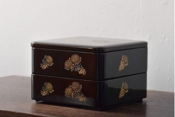 輪島塗　北濱清謙　清鳳堂　花蒔絵木製三段重箱(漆器)(R-043466)