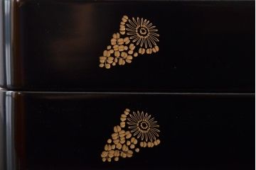 輪島塗　北濱清謙　清鳳堂　花蒔絵木製三段重箱(漆器)(R-043466)